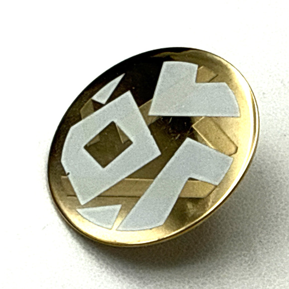 Vintage Avon Clip On Earrings 1980s Abstract Geometric Gold Tone White Enamel - Picture 2 of 7